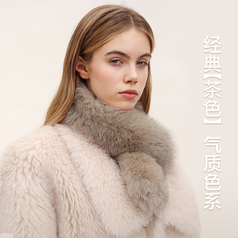 ZNHN秋冬款狐狸毛獭兔毛双面毛围巾100%真皮草真毛围巾女保暖围脖,淘宝优惠券,粉丝福利购,淘宝优惠卷