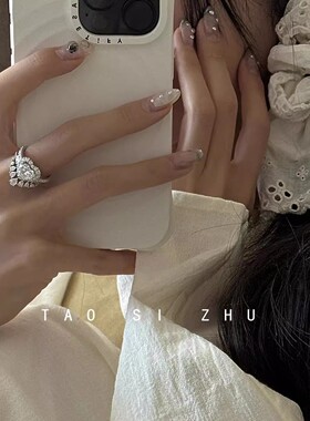 超闪心形锆石V钻王冠锆石轻奢高级感戒指开口戒女生礼物