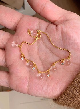 中古冰透琉璃小灯泡手链复古vintage爆闪满天星锆石手饰