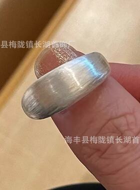 冷淡风哑光拉丝凸面素圈戒指女小众高级感叠戴百搭食指戒