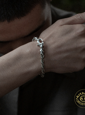 Arthur.k925银弹簧扣手链朋克