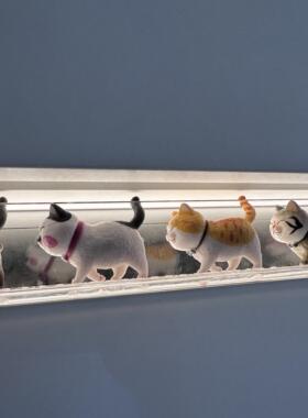 冰箱上方缝隙遮丑神器迷你仿真装饰品猫咪摆件洗衣机上方遮丑改造