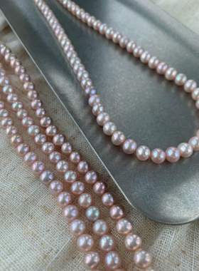 一辈子不过时的仙女粉色珍珠项链7-8mm极光天然淡水珍珠项链