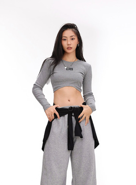 爵士舞蹈高级感下摆遮臀叠穿黑色针织屁帘女不规则一片式遮挡裙罩