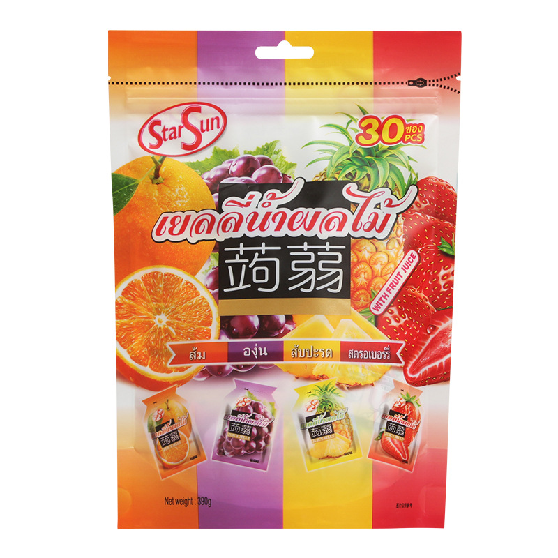 泰国进口零食StarSun蒟蒻魔芋综合水果汁吸吸果冻可吸布丁30枚入-图2