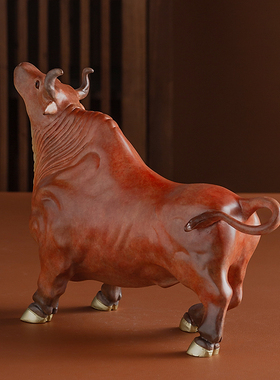 铜之美 牛气冲天摆件昂头华尔街牛铜工艺品办公桌玄关柜装饰礼品