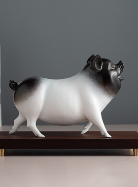 铜之美 铜猪摆件黑色办公室博古架装饰品家居工艺品乔迁新居礼品