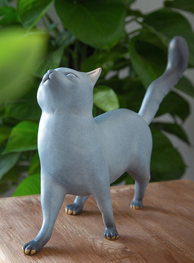 黄铜猫摆件萌萌可爱猫咪装饰礼品