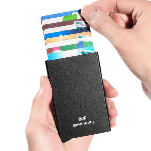 Card Holder Mini RFID Wallet Automatic Pop up Bank Card Case - 图2
