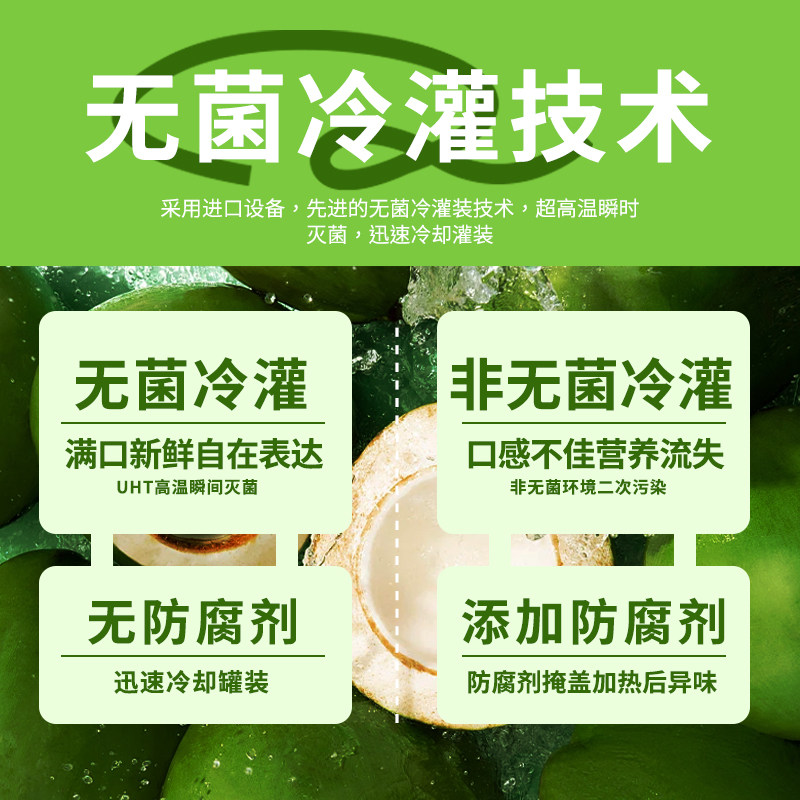 华洋100%椰子水420ml*15瓶0添加NFC纯椰子汁非浓缩天然电解质饮料
