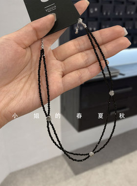 韩国饰品2024春夏新款颈链可爱甜美高级感镶钻度假项链紫色锁骨链