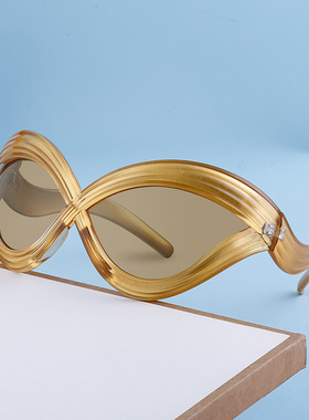 秀款！艺术造型时尚理念艺术照欧美Y2K千禧猫眼墨镜女太阳镜女INS