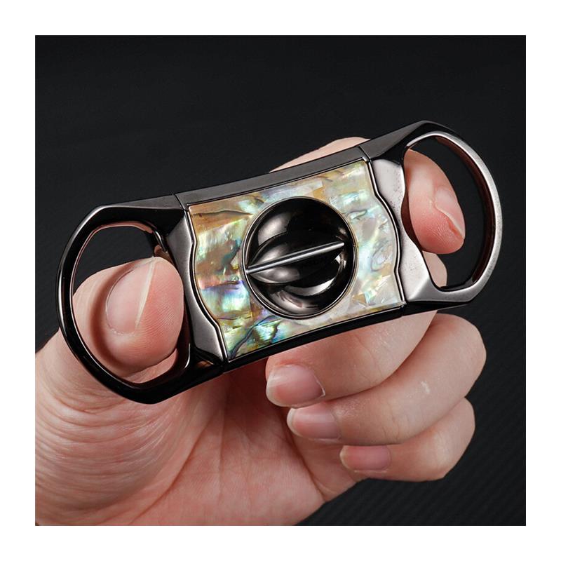 Aluminum alloy + acrylic cigar cutter wholesale V-mouth - 图3