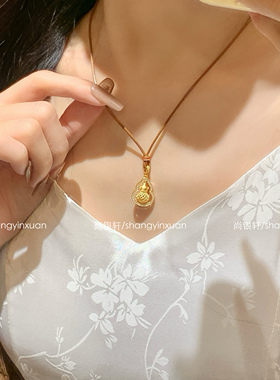 尚银轩纯银S925银吊坠女可转动葫芦吊坠新中式国风复古银坠子