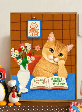 多巴胺可爱猫咪儿童房装饰画摆画