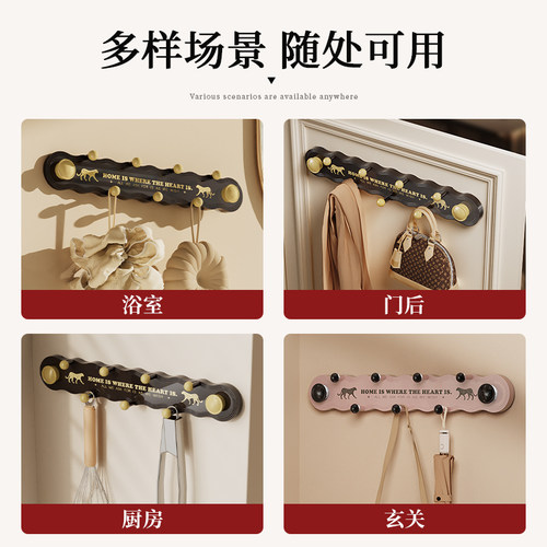 复古吸盘门后挂钩免打孔强力承重入户门后挂衣架一排式玄关挂衣钩 - 图3