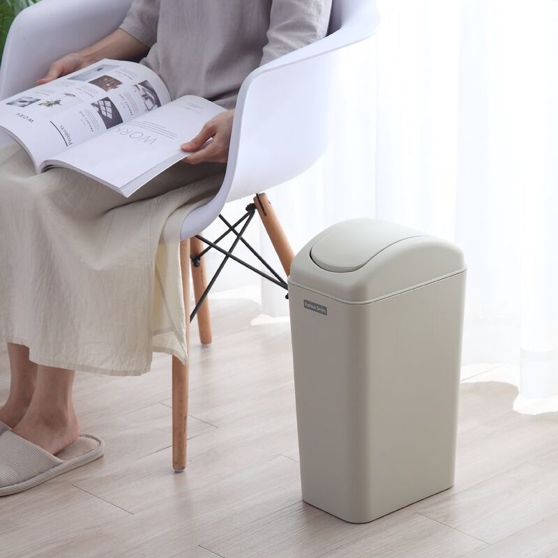 摇盖垃圾桶小号卧室卫生间家用北欧客厅厨房翻盖厕所分类纸篓带盖 - 图1