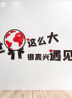 世界这么大很高兴遇见你少女心网红情侣酒吧奶茶店铺装饰墙贴画纸