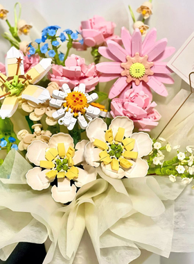 积木花一整套diy材料手工拼装永生玫瑰花束送男女生高级生日礼物