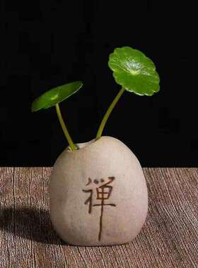 陶瓷粗陶小花瓶禅意摆件中国风小装饰品水培花盆水植物小清新花插