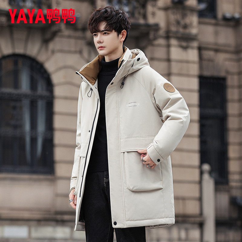 鸭鸭冬季羽绒服男连帽中长款户外工装风休闲露营加厚保暖外套潮DY,淘宝优惠券,粉丝福利购,淘宝优惠卷