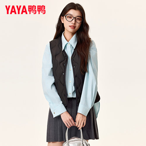 鸭鸭轻薄羽绒服马甲女2026秋冬新款v领时尚百搭通勤保暖90绒背心 - 图3