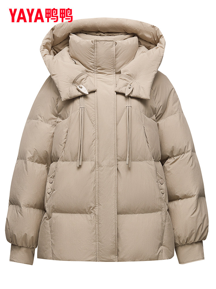 鸭鸭短款羽绒服女2024秋冬新品加厚立领连帽百搭宽松保暖外套潮MY