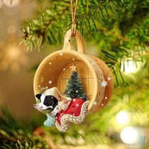 Christmas Wreath Ornament Festive Acrylic Dog Ornaments for