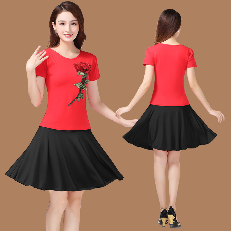 新款中老年广场舞民族风绣花裙子 维慕琳民族服装/舞台装