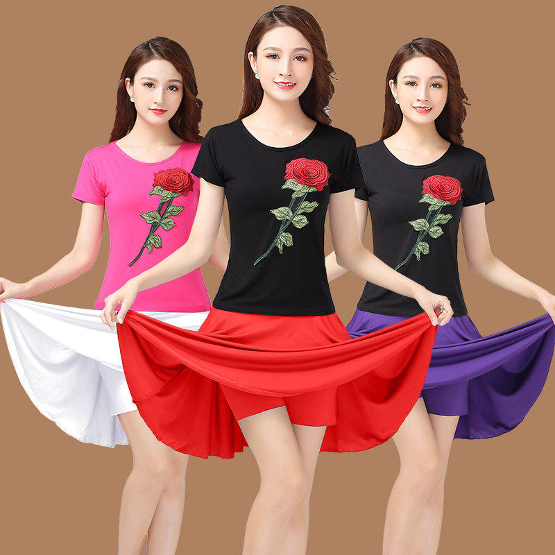 新款中老年广场舞民族风绣花裙子 维慕琳民族服装/舞台装