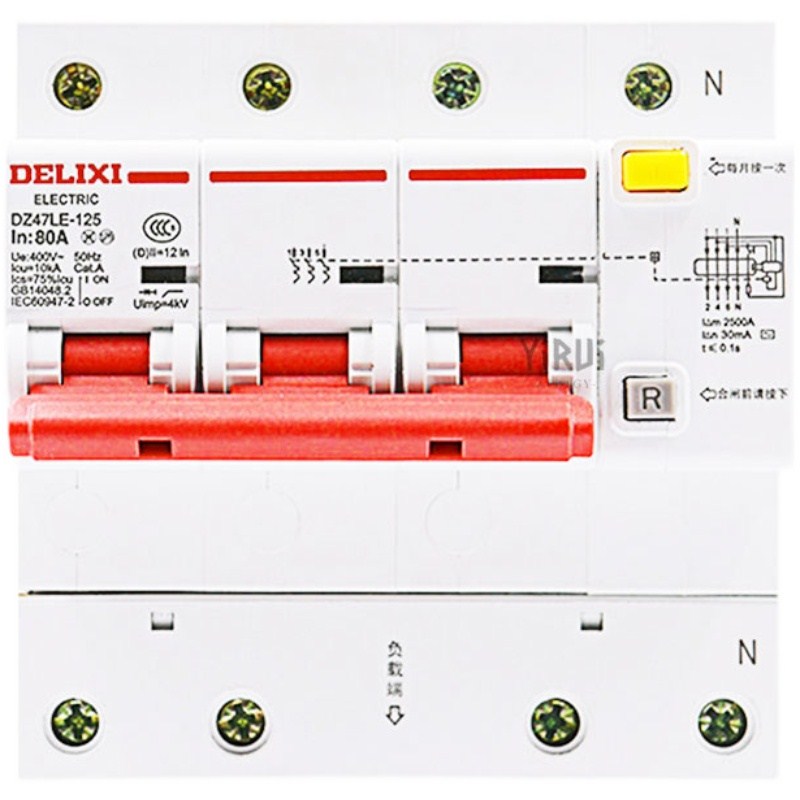 DZ47LE-125 1234P+N 大电流漏电空气开关漏电保护器断路器 - 图3