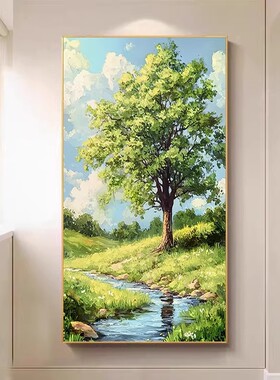 大树挂画客厅玄关绿色树木装饰画现代简约发财树壁画森林卧室书房