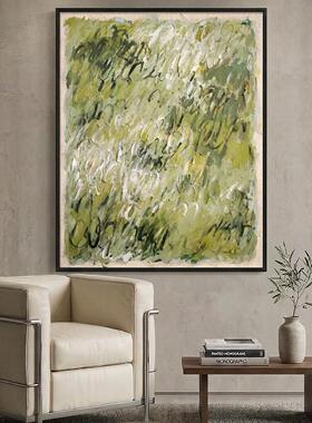 新款绿色肌理感装饰画客厅玄关挂画小众艺术卧室壁画法式复古摆画