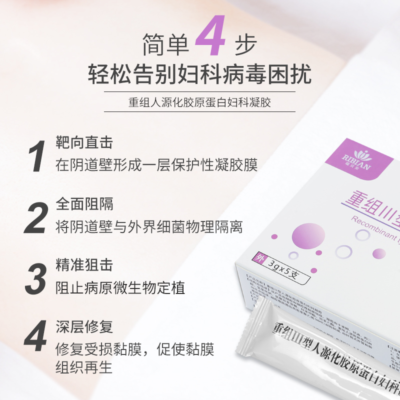 瑞贝安重组人源化胶原蛋白妇科凝胶私处同房干涩阴道阻断微生物