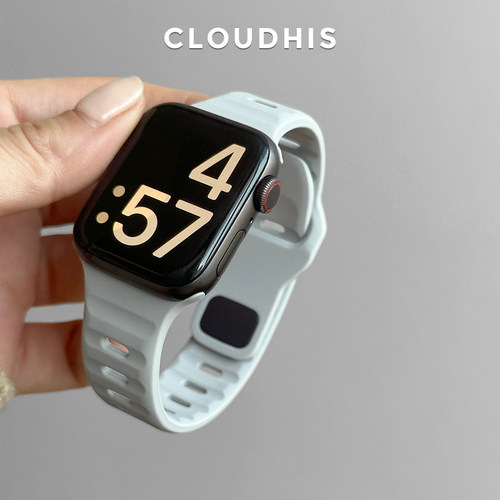 CloudHIS适用苹果手表带iwatch表带s12applewatchs9硅胶运动腕带Ultra46mm新款s11智能透气S8男女通用se3代10 - 图3