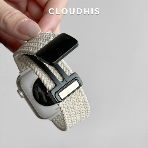 CLOUDHIS适用applewatch表带s11编织表带磁吸扣iwatch表带苹果手表带s10新款Ultra2夏天S9透气SE腕带s7男女s8 - 图2