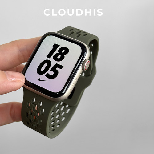 CLOUDHIS适用iwatch10表带s11苹果S9手表applewatch硅胶S10男款女士新款腕带透气SE高级感军夏季ultra运动SE - 图0