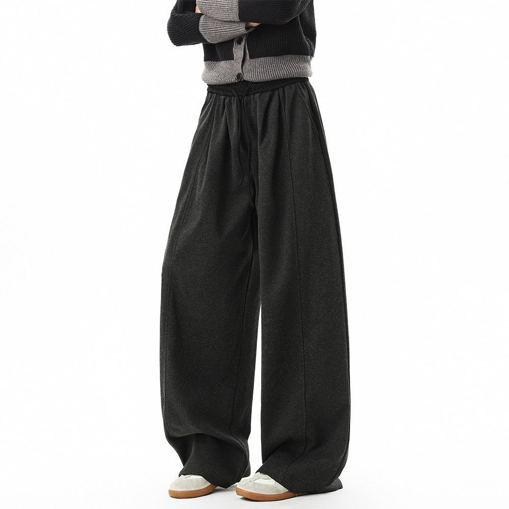 YORKZOOM千鸟纹慵懒风高腰抽绳阔腿裤男女百搭松弛感宽松秋冬加绒,淘宝优惠券,粉丝福利购,淘宝优惠卷