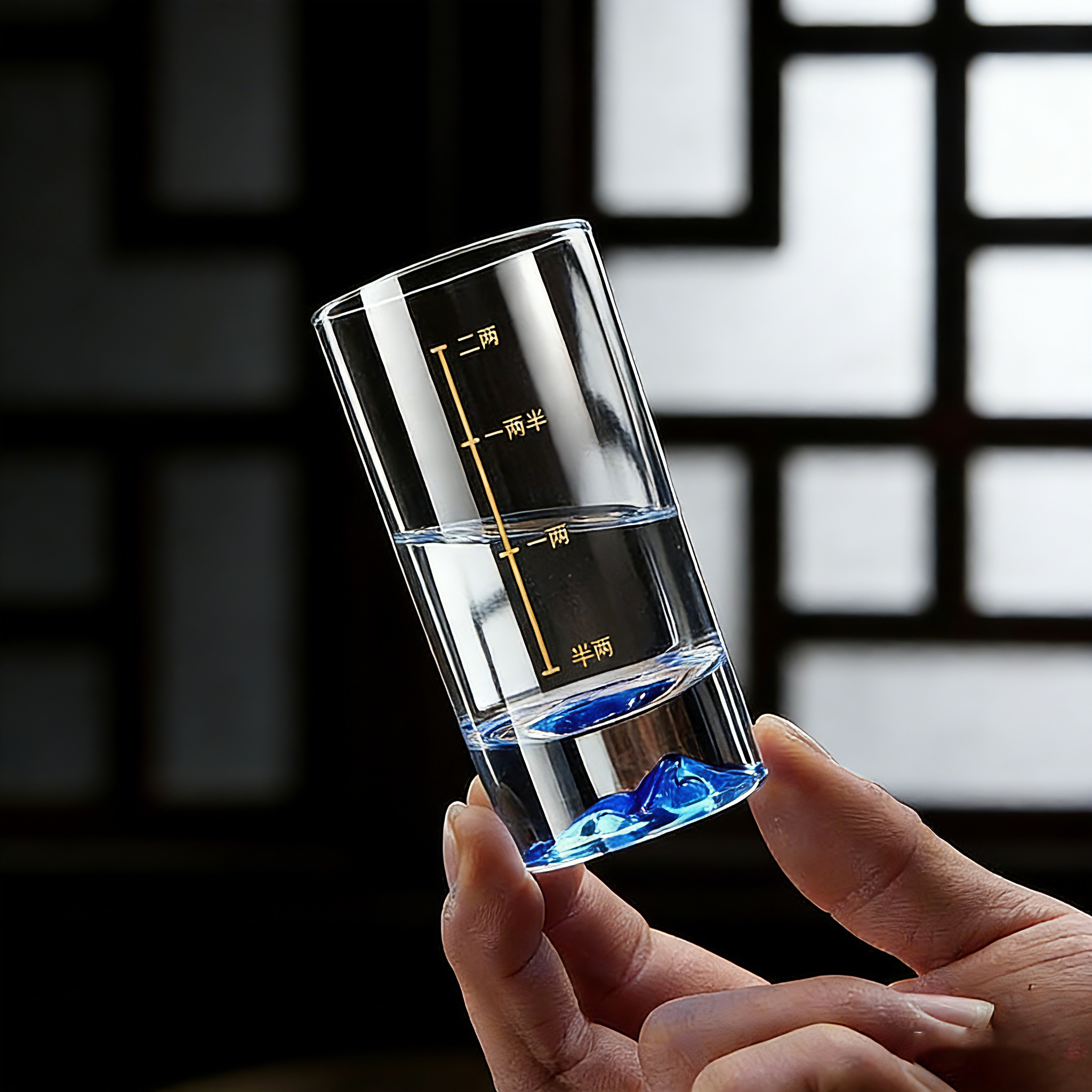 6只二两白酒杯带刻度玻璃杯透明酒杯家用酒具蓝山100ml酒杯套装,淘宝优惠券,粉丝福利购,淘宝优惠卷