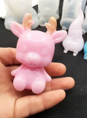 diy饰品滴胶模具帕丁顿熊麋鹿碧琦豆子3D立体硅胶模具水晶镜面模
