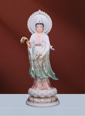 汉白玉西方三圣佛像阿弥陀佛观音菩萨大势至菩萨站像家用供奉摆件