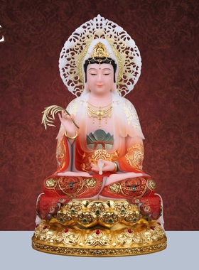 汉白玉娑婆三圣佛像家用供奉摆件