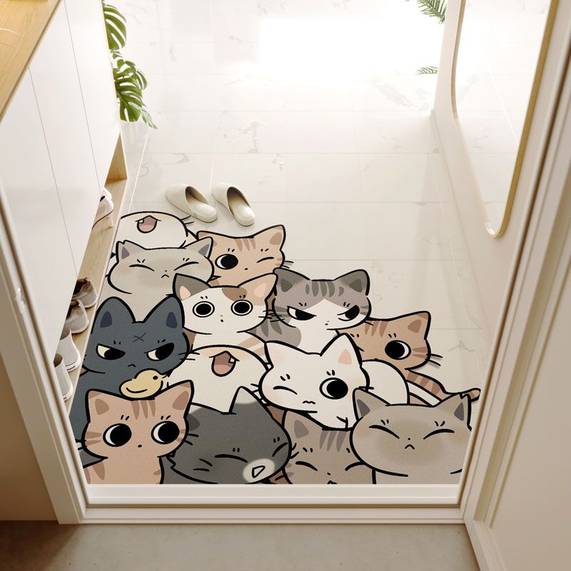 一拾一 猫咪可爱入门地垫可裁剪玄关进门pvc脚垫免洗可擦皮革地毯 - 图2