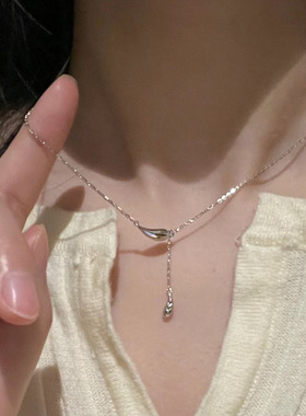 S925纯银流苏水滴项链女轻奢小众