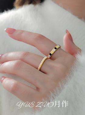 彩色方块仿珍珠戒指女轻奢高级感