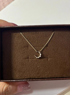 极细闪钻半月牙吊坠项链轻奢小众