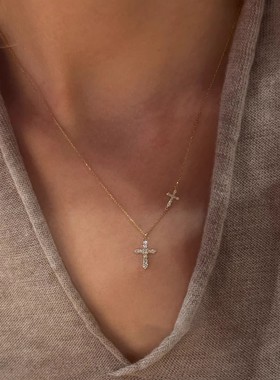 超闪双十字架吊坠项链女2025新款