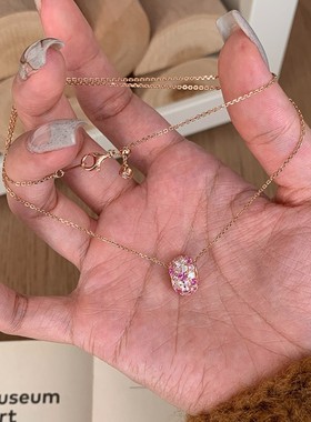 细闪粉碎钻转环项链女款2025新款