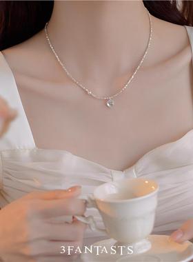 S925纯银爱心碎银子项链轻奢小众