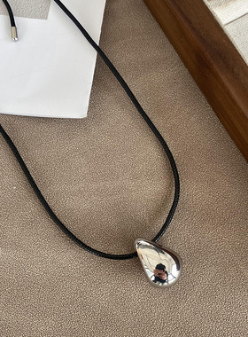 长款银色光面水滴项链女2025新款